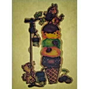 Ice Cream Cone Chipmunks Screamin Gleamin Glitter Iron-On Decal Donruss 1970s